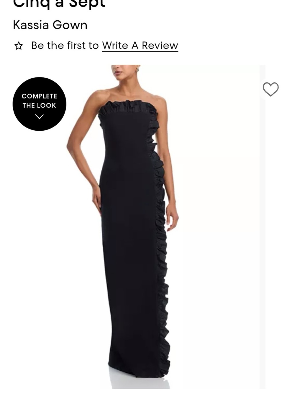 cinq a sept Strapless Black Ruffle-Trim Gown